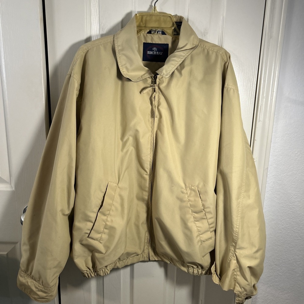 Beige Bomber Jacket - Men's Classic Zip-Up